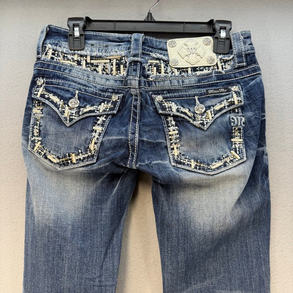 Miss Me Jeans Women's 27x33 (4) Blue Signature Boot Tall Western Bling EUC - Picture 3 of 16